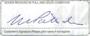 Proof of Delivery signature